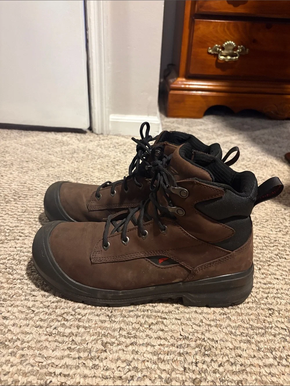 Red Wing Shoes Brown Nubuck Lace-Up Work Boots